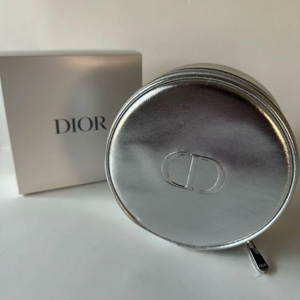 Dior Metallic Silver Cosmetic Pouch‎